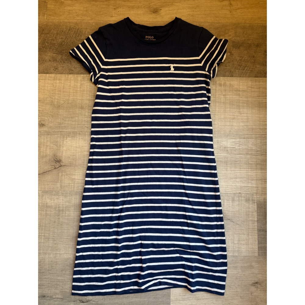 Polo Ralph Lauren Women's XS Navy Blue Striped T-Shirt Dress